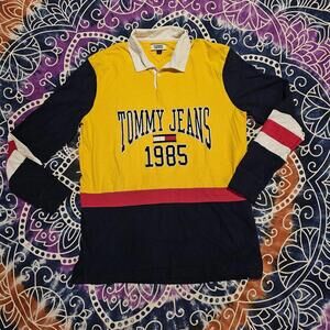 Tommy Hilfiger Vintage Yellow and Navy Polo-shirt